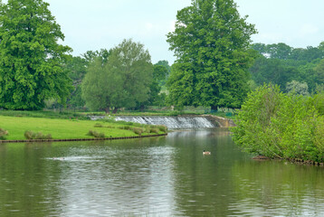 Low waterfall weir on a rual river