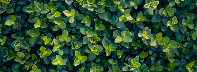 A mesmerizing aerial shot of vibrant green leaves on a boxwood hedge. An enchanting perspective of nature from above.