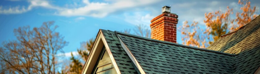 A roofer replacing shingles on a house - focus on the contrast between the old and new shingles on a suburban home roof