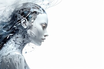 Fototapeta premium Profile of a robotic woman with a sleek and modern design.