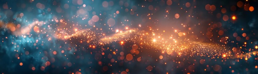 Fototapeta premium A blurry image of a blue and orange line with many small dots