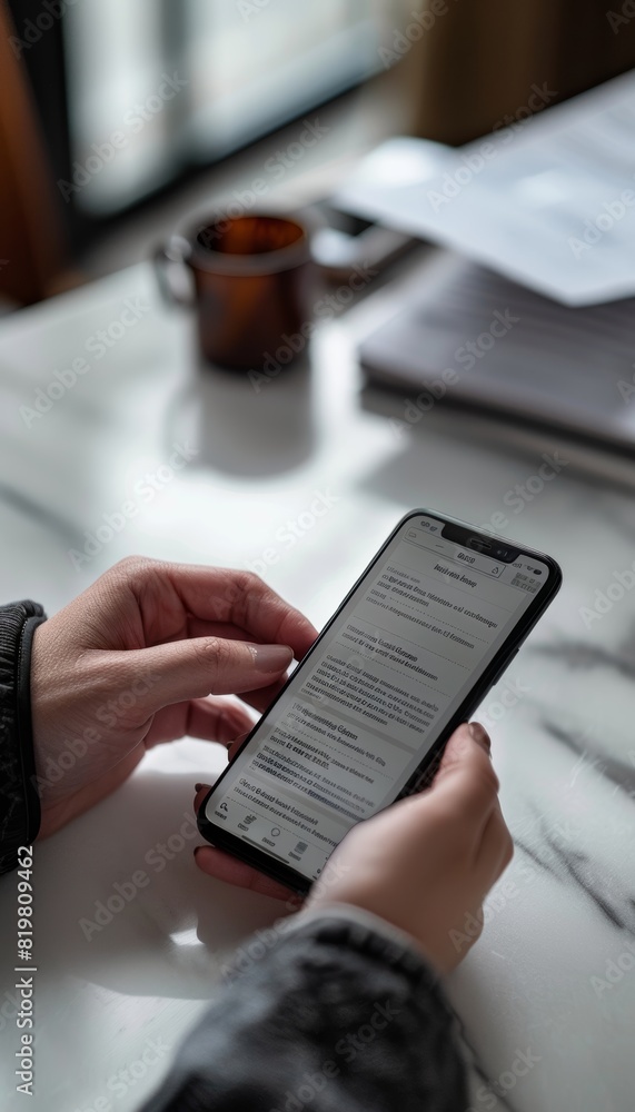 Poster digital contract on smartphone screen - ideal for mobile legal tech or app interface design