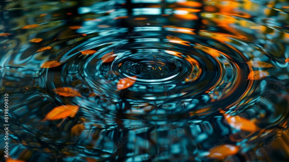 Wall mural macro photograph of a rippling water surface, capturing the reflections and fluid motion. concept of