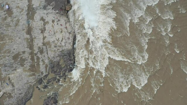 Aerial photography of Hukou Waterfall scenic spot in Shaanxi Province