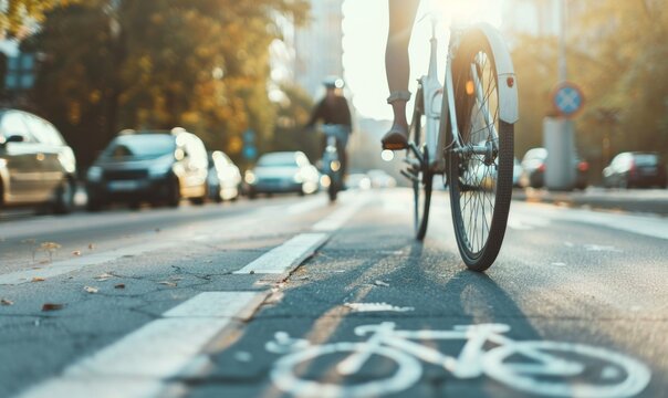 Inadequate bike lanes and cycling infrastructure can force cyclists into car traffic, raising the accident risk. with wide background