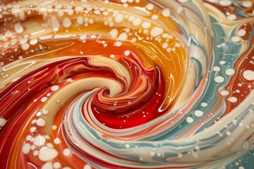 Abstract Artistic Interpretation of European Flavors Through Swirling Patterns and Colors Representing Pastries