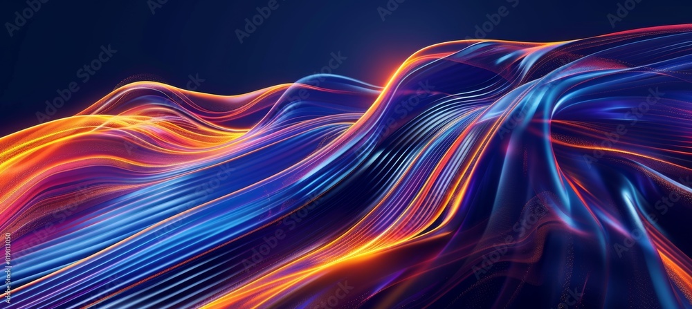 Poster abstract fluid lines banner design in vibrant colors symbolizing interconnected global logistics net