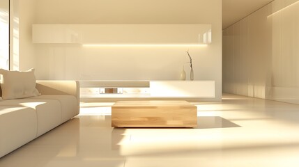 Fototapeta premium minimalist living room with a sleek design