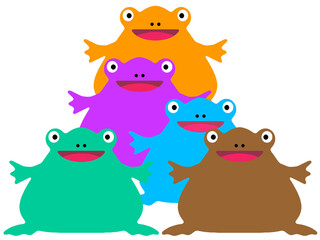 Abstract illustration of colorful frogs