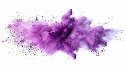 Fototapeta premium An explosion of purple powder on a white background splattered with creativity.
