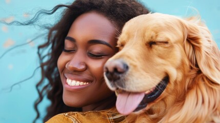 Smiling Woman Embracing Her Dog