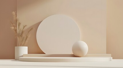 Podium minimalist display on pastel platform display background,clean design. serving backdrop for 3D product luxury lifestyle display stage. abstract, pedestal, stand, scene, geometric, showcase
