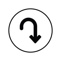 u turn icon with white background vector stock illustration
