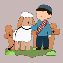 boy and sheep cartoon illustration