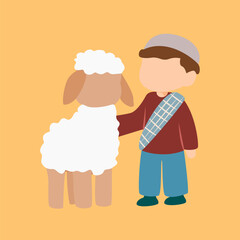 boy and sheep cartoon illustration