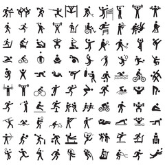 Sports icon set. Shapes Sports, Sports icon collection, Active lifestyle people and icon set, runners active lifestyle icons.