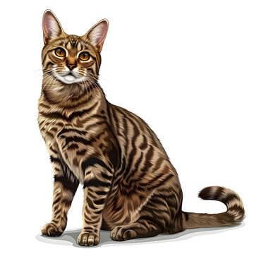 Vector 3D illustration of a sokoke cat breeds on a white background. Suitable for crafting and digital design projects.[A-0003]