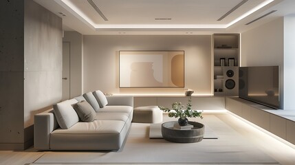 modern living room with a neutral color scheme