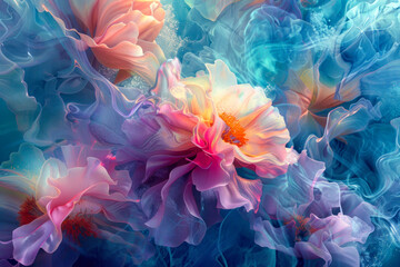 Background with floating flowers