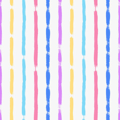 Hand drawn multicolor striped vertical vector seamless pattern