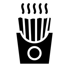 French fries black icon on white background. Fastfood illustration
