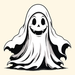 Cute Halloween Ghost Illustration Hand Drawing