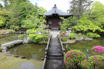 Benten-do and Japanese garden in Seiryoji Temple, Kyoto, Japan