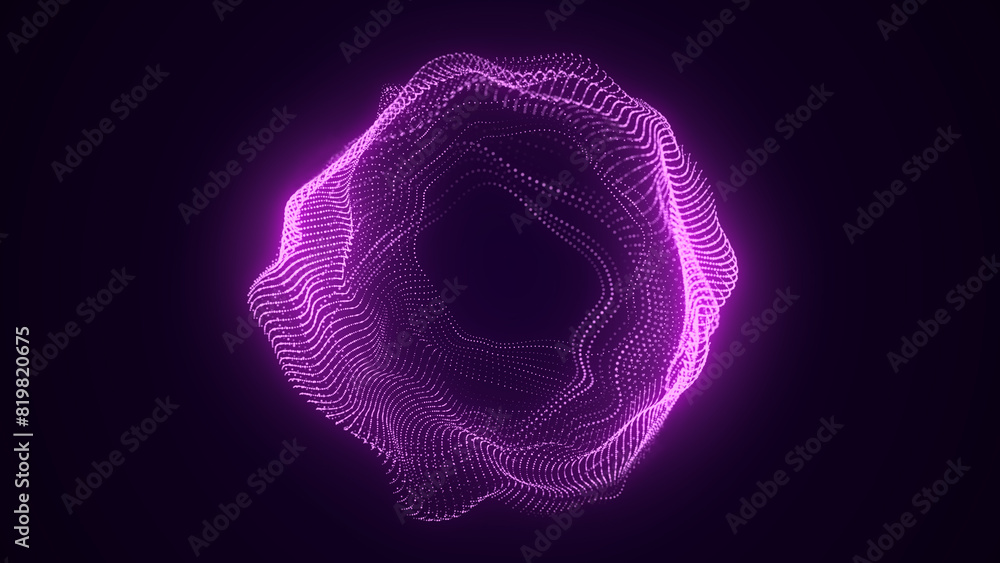 Aufkleber technology pink sphere with connecting dots. digital abstract network structure. 3d rendering.