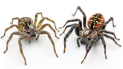 Two spiders sitting next to each other. Suitable for insect or Halloween themed projects