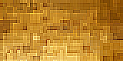 Abstract Gold square pixel mosaic background, Golden pixel background. Stylish template for presentation, advertising, banner, New Gold Design