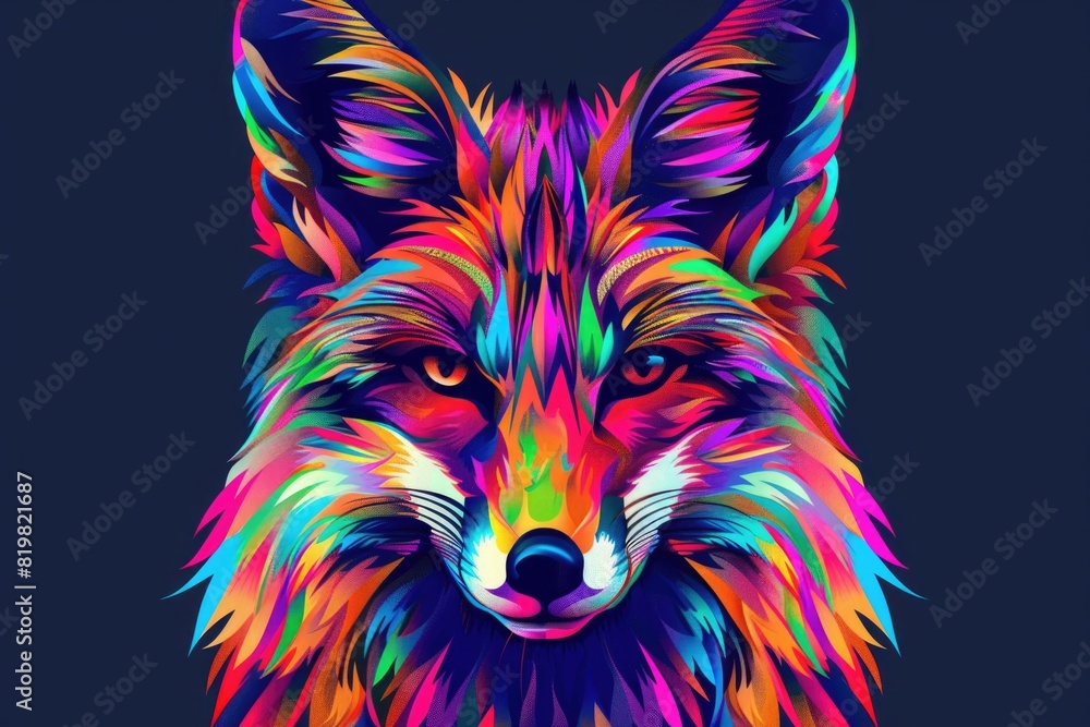 Poster a vibrant fox against a dark backdrop, suitable for various design projects