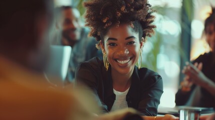 A Joyful Woman at Social Gathering