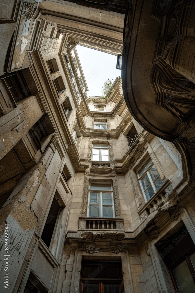 Poster A tall building with a skylight, suitable for architectural and urban design concepts