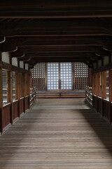 Roofed corridor in Seiryo-ji Temple, Kyoto, Japan