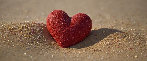 Obraz premium Sprinkled sand heart happy valentines day abstract