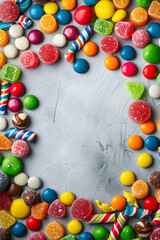 Colorful assortment of sweets and candies background