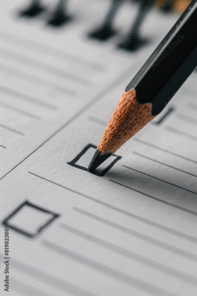 Poster a detailed view of a pencil on a sheet of paper. suitable for educational and office themes