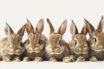 Fototapeta premium A group of rabbits sitting together. Perfect for animal lovers