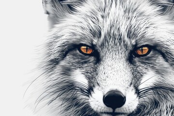 Naklejka premium A striking black and white image of a fox. Perfect for nature and wildlife themes