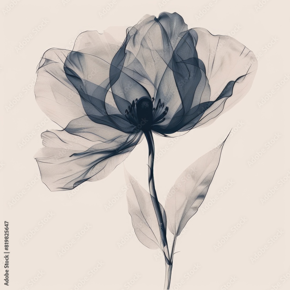 Poster detailed black and white image of a flower, suitable for various design projects