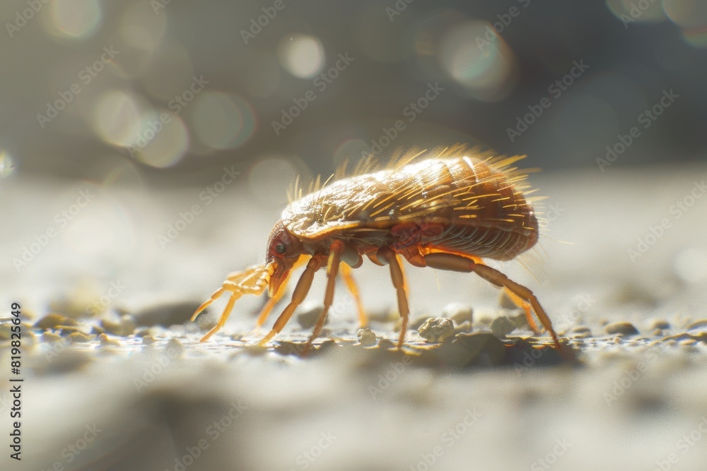 Poster a bug standing on rocks. suitable for nature and wildlife themes