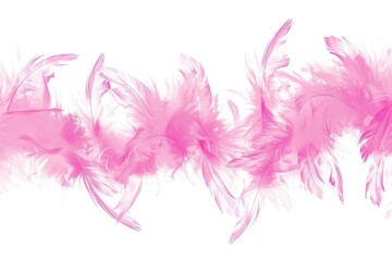 Fototapeta na wymiar A row of pink feathers on a clean white background. Suitable for various design projects