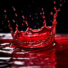 close up red colored drop in the water abstract motion movement of watercolor ink splashing as,generate ai