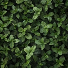 Many fresh peppermint leaves texture background, fragrant spices pattern, Mentha piperita mockup