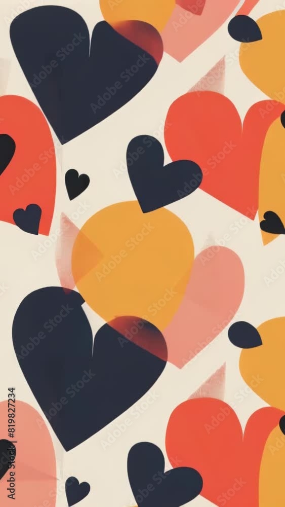 Aufkleber a colorful pattern of hearts is displayed on a white background. the hearts are of various sizes and