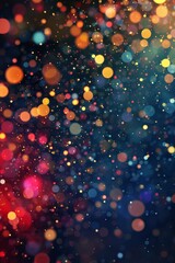 Flying particles and sprinkles background, exploding confetti, shiny shimmering carnival, glittering dust bokeh