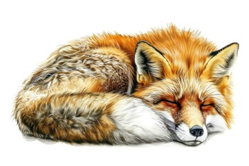 Obraz premium A peaceful image of a sleeping red fox, suitable for various projects