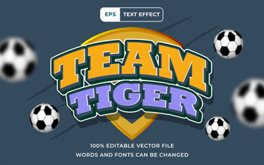 Editable Text effect Team tiger Modern style 3D sport event