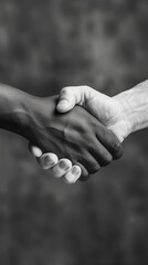Handshake between a black and a white hand, anti-racism concept, created with generative AI technology