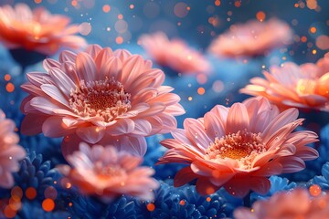 Orange and Pink Flowers with Bokeh Effect - Beautiful Floral Background for Cards, Posters, and Design